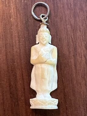 Carved Ivory-Color Buddha Pendant Charm